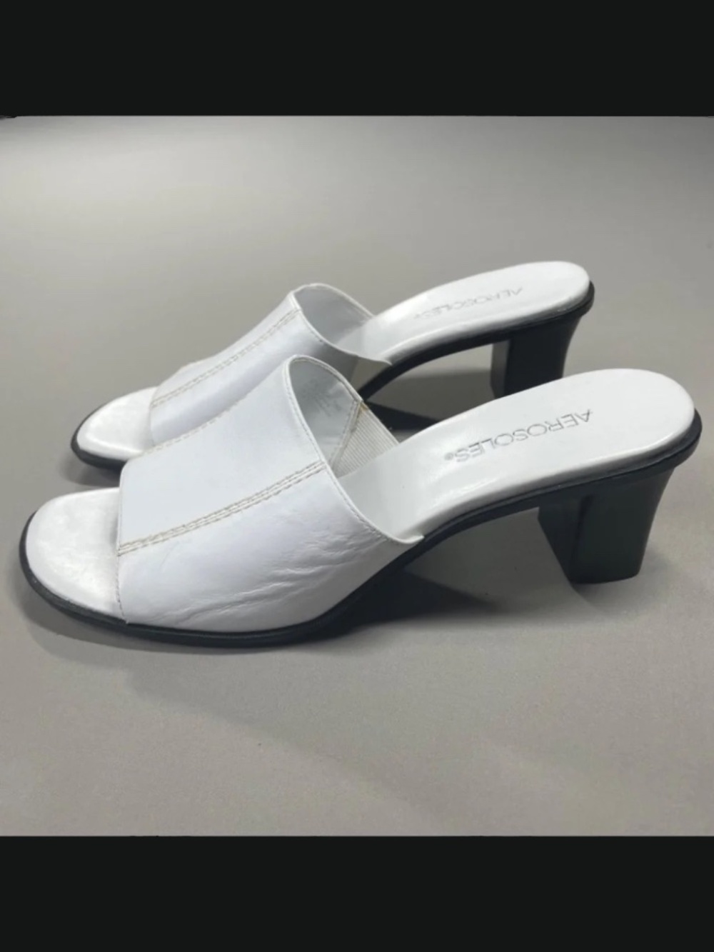 NEW Aerosoles Shoes Womens 9.5 white black leather local time heels cocktail - Picture 4 of 12